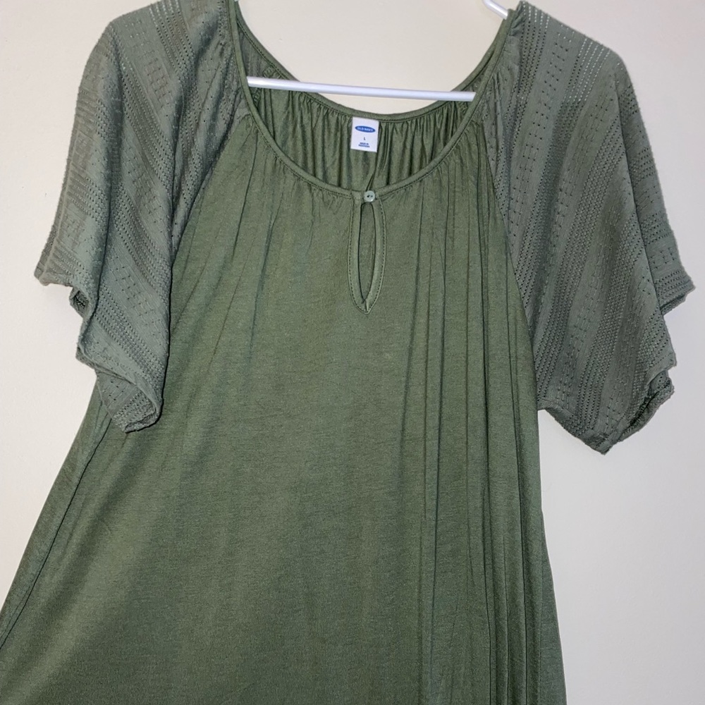 Olive flutter sleeve blouse